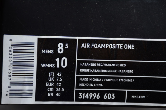 nike air foamposite one habanero red 314996-603