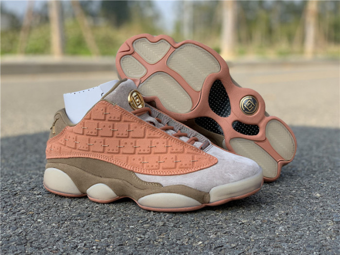 clot x air jordan 13 low sepia stone/canteen-terra blush at3102-200