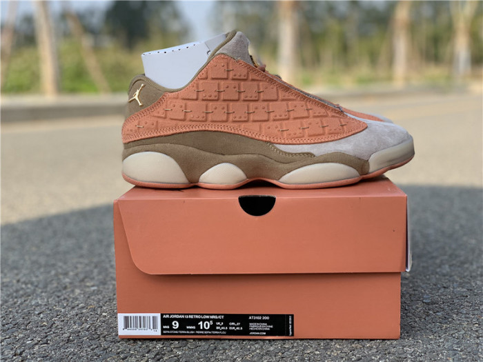 clot x air jordan 13 low sepia stone/canteen-terra blush at3102-200