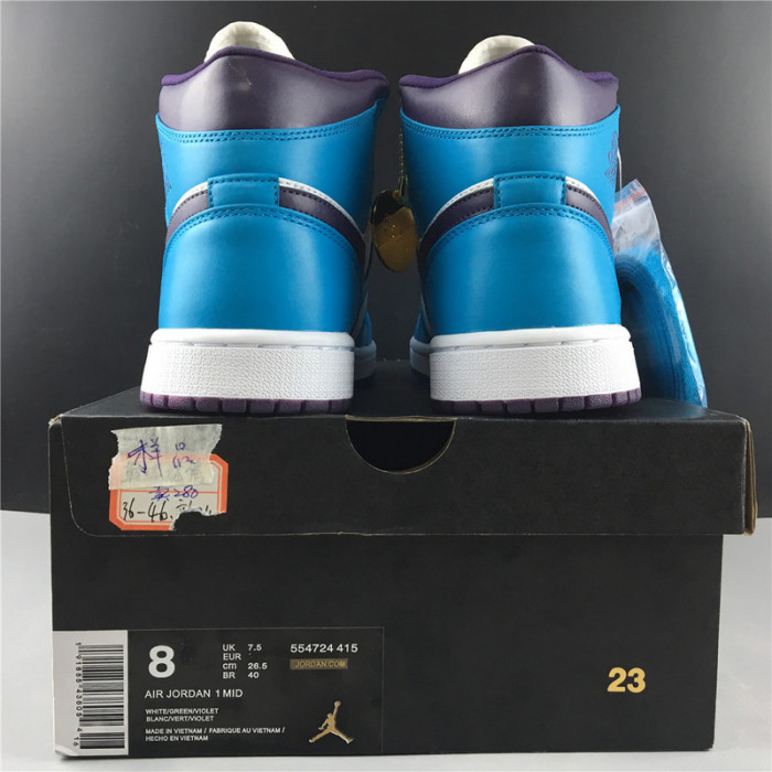 jordan 1 mid hornets  554724-415