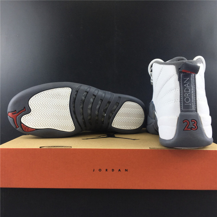 air jordan 12 white dark grey gym red 130690-160