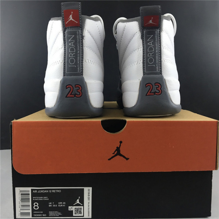 air jordan 12 white dark grey gym red 130690-160