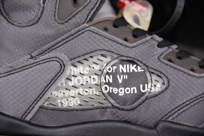 air jordan 5 retro ofw black/muslin-fire red  ct8480-001