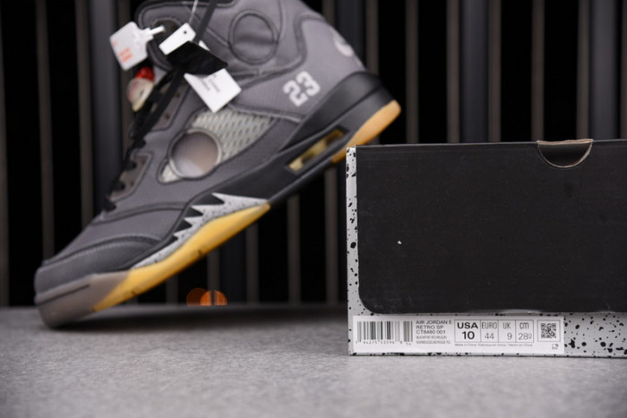 air jordan 5 retro ofw black/muslin-fire red  ct8480-001