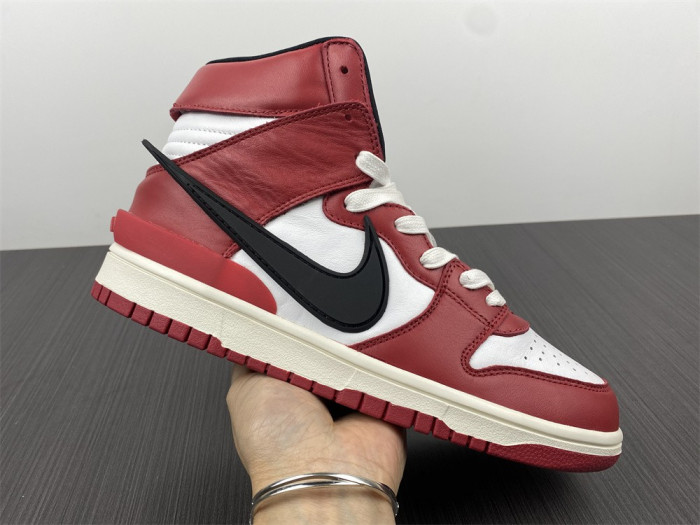 ambush x nike sb dunk high varsity red black white cu7544-102
