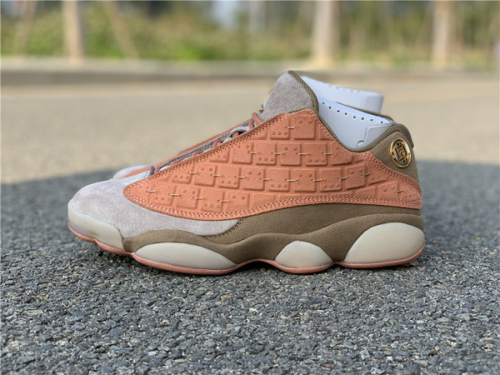 clot x air jordan 13 low sepia stone/canteen-terra blush at3102-200