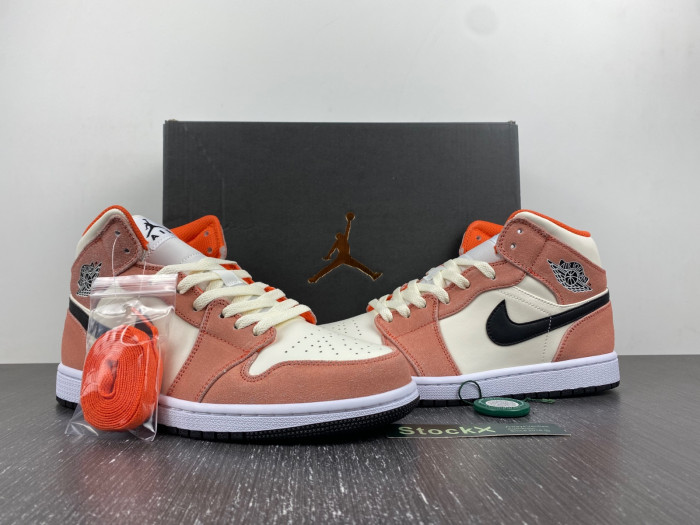 air jordan 1 mid orange suede dv1336-800