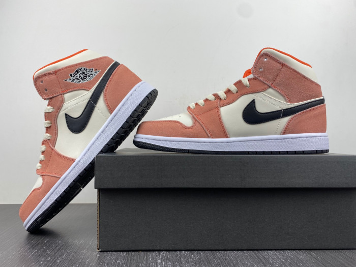 air jordan 1 mid orange suede dv1336-800