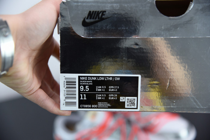 off white x nike dunk sb low silver white ct0856-800