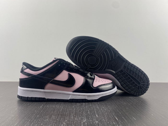 nike dunk low pink black patent dj9955-600