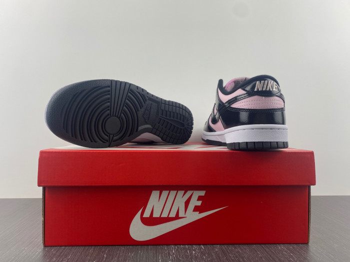 nike dunk low pink black patent dj9955-600