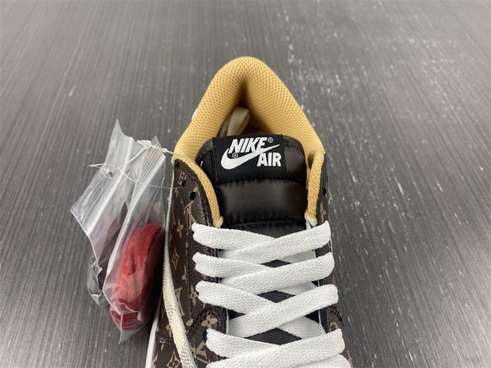travis scott x nike air jordan 1 low og l0vt monogram brown damier azur dm7866-216