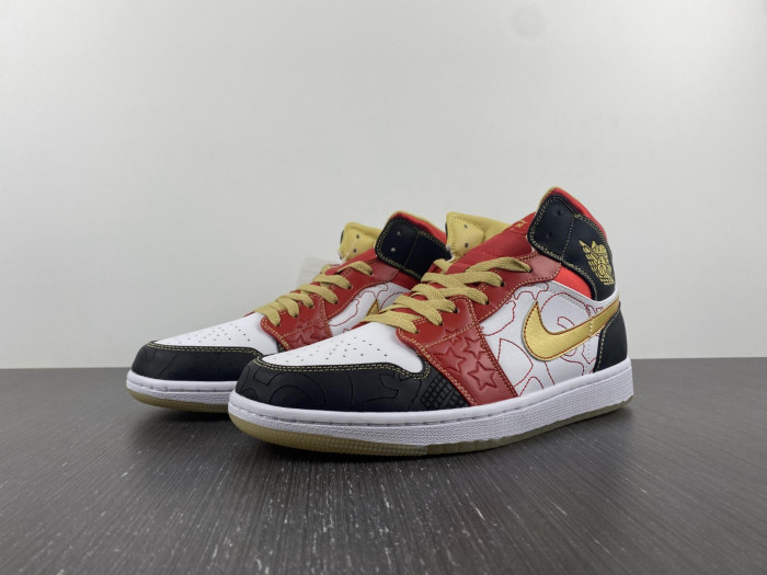 jordan 1 mid xq white black sport red - dv0576-176