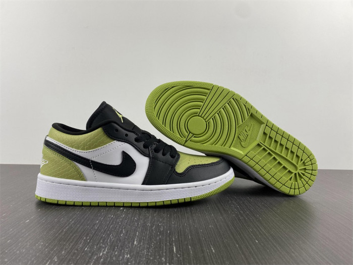 air jordan 1 low "vivid green snakeskin" dx4446-301