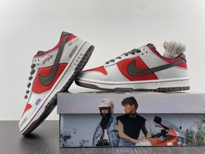 nike sb dunk low suziki brown red grey re500-666