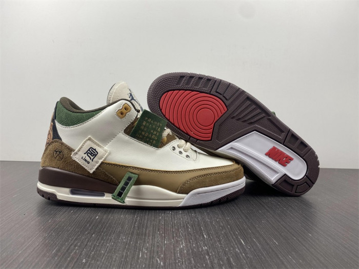air jordan 3 retro se white dark brown green shoes 398614-500