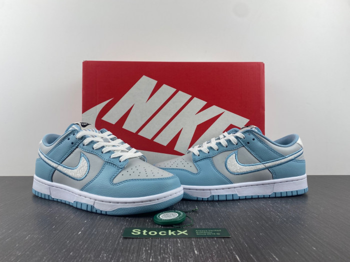 nike dunk low retro fleece  worn blue fb1871-011