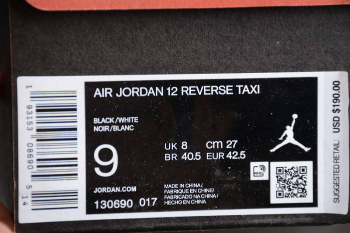 jordan 12 retro reverse taxi  130690-017