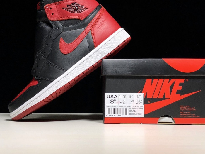 air jordan 1 retro high og banned bred black red  555088 001
