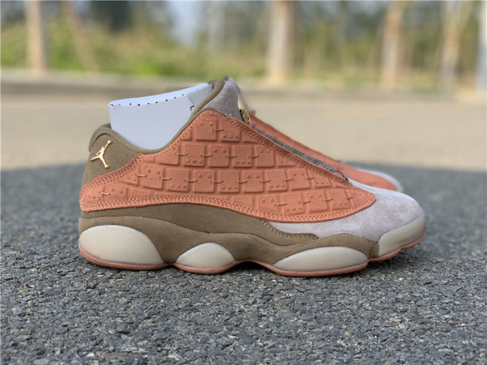 clot x air jordan 13 low sepia stone/canteen-terra blush at3102-200