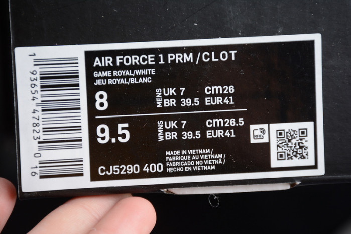 the clot x nike air force 1 low in game royal cj5290-400