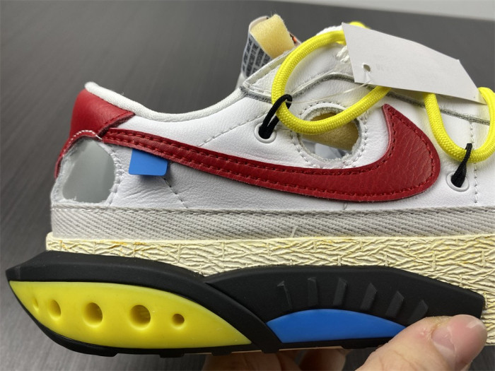 nik ofw x nike blazer low white university red dh7863-100