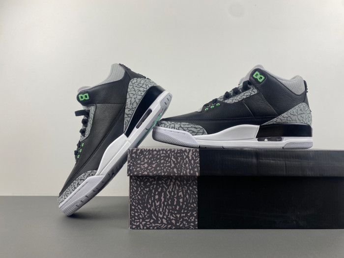 air jordan 3 "black/green glow" ct8532-031