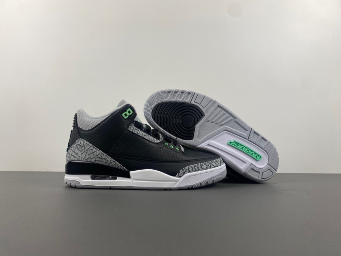 air jordan 3 "black/green glow" ct8532-031