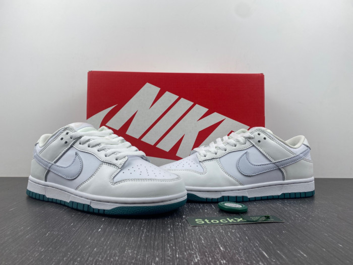 nike dunk low gs white green grey fd9911-101
