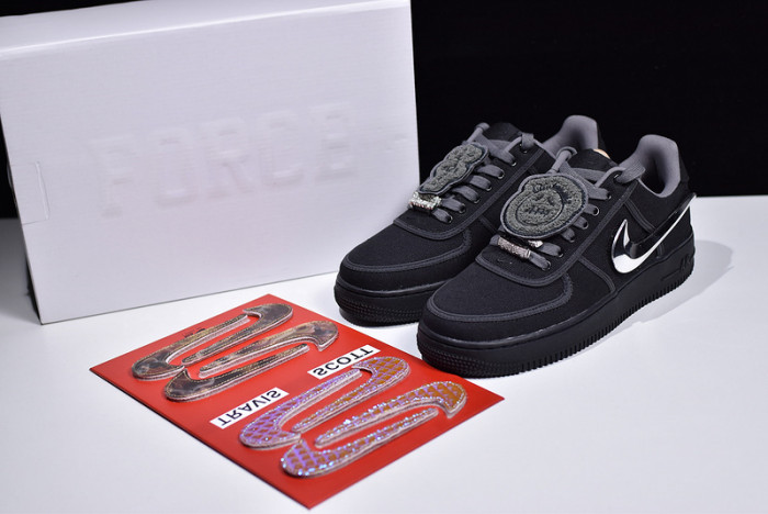 travis scott x nike air force 1 black aq4211-001