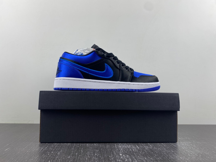 air jordan 1 black and blue satin low top  921193-007