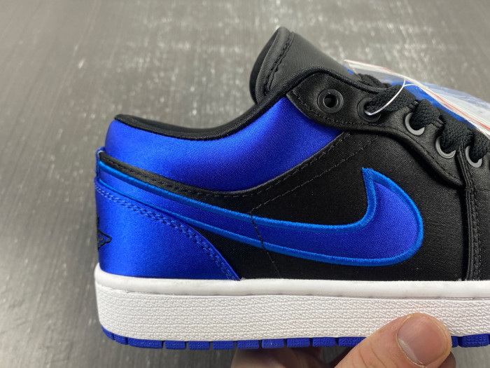 air jordan 1 black and blue satin low top  921193-007