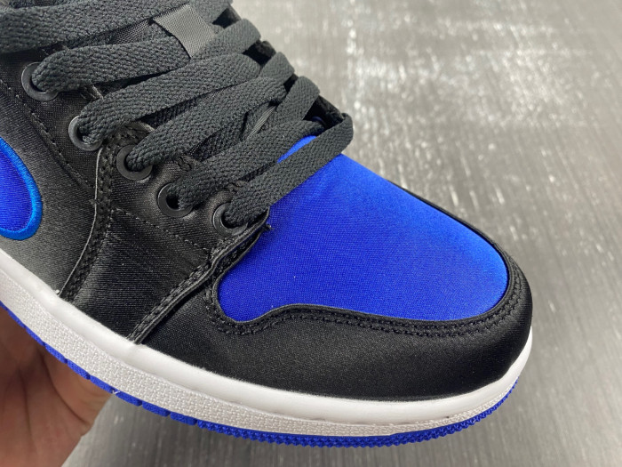 air jordan 1 black and blue satin low top  921193-007